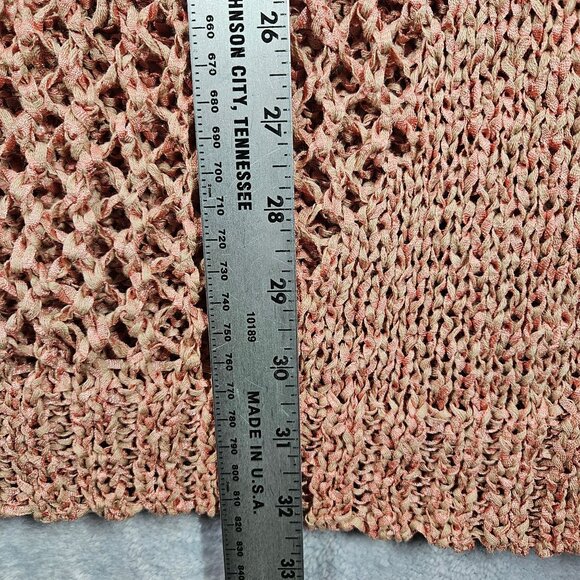 Maurices Sweater Tunic Womens XL  Pink Tan Ribbon loose knit Layer Hippie boho - Picture 2 of 9